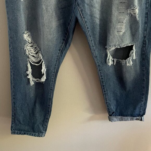 KanCan Maurices Women 33 Distressed Denim Boyfriend High Rise Paperbag Jean NWOT - Picture 4 of 13